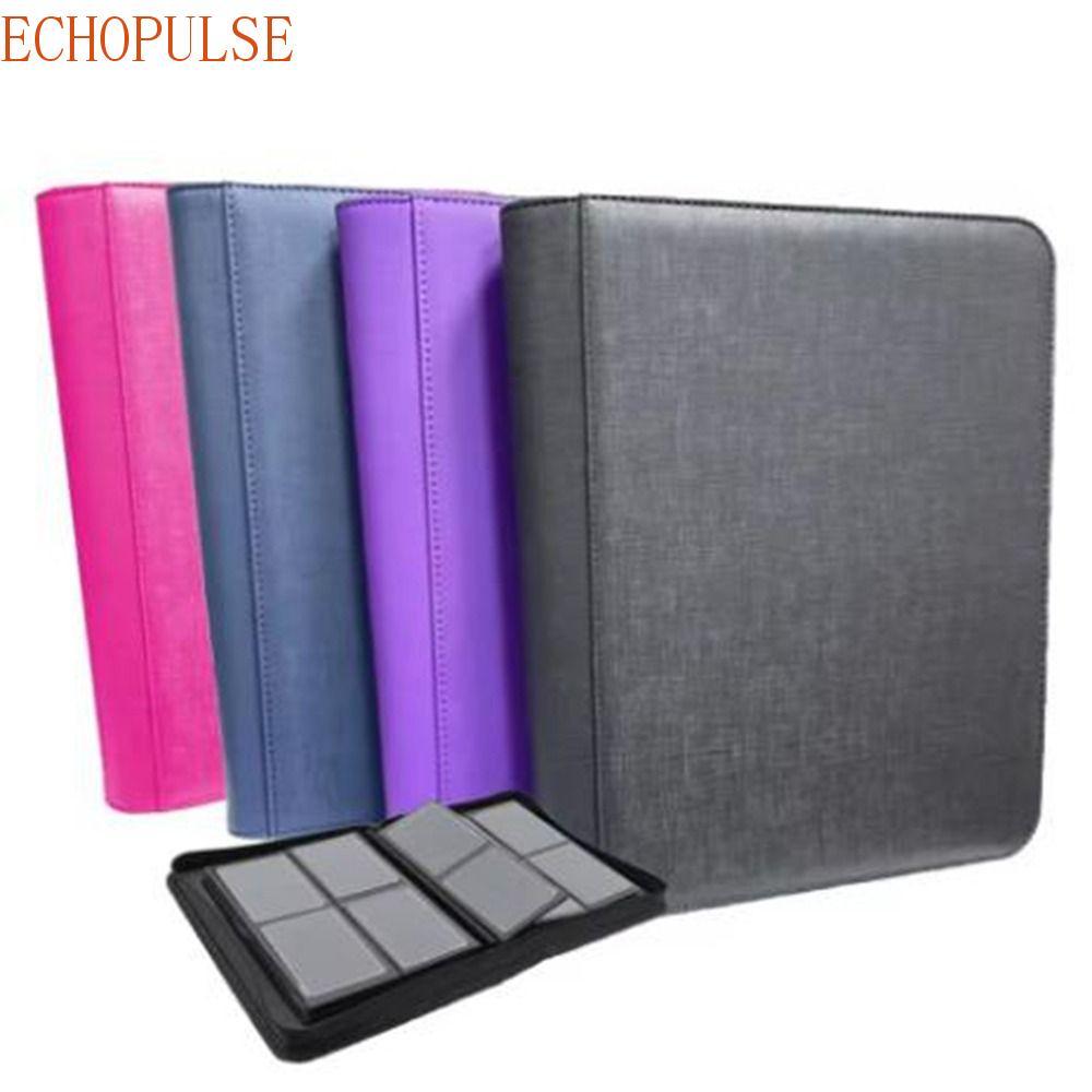 ECHOPULSE Toploader อัลบั้ม, 4 กระเป๋าสองด้าน Toploader Binder, ทนทาน 112 Toploader กันฝุ่น PU การ์ด