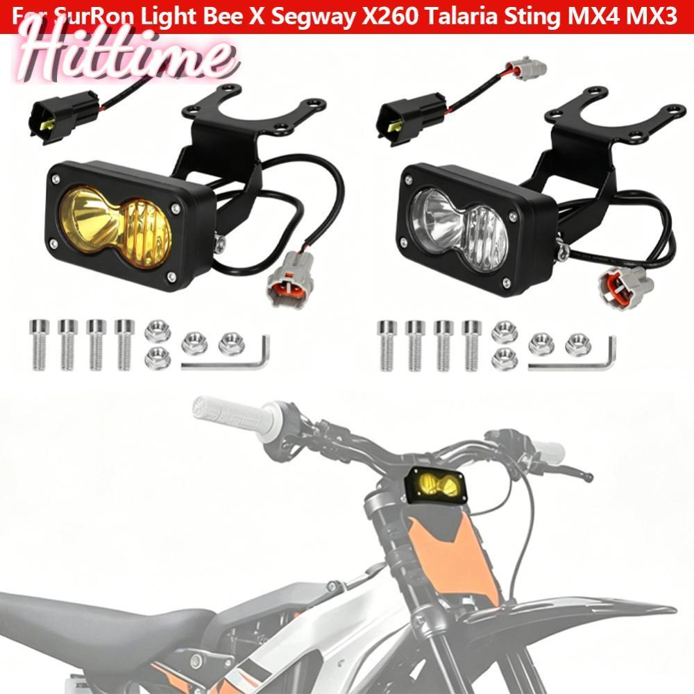 HITTIME 20W รถจักรยานยนต์ LED ไฟหน้าสีขาวสีเหลือง Spot Flood Pods Combo พร้อมชุดวงเล็บสําหรับ SurRon