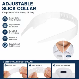 เสื้อยืนคอเครื่องมือ ขนาด16*6CM รักษารูปทรง collar stay ปรับขนาดได้ สีขาว แข็งแรงทนทาน