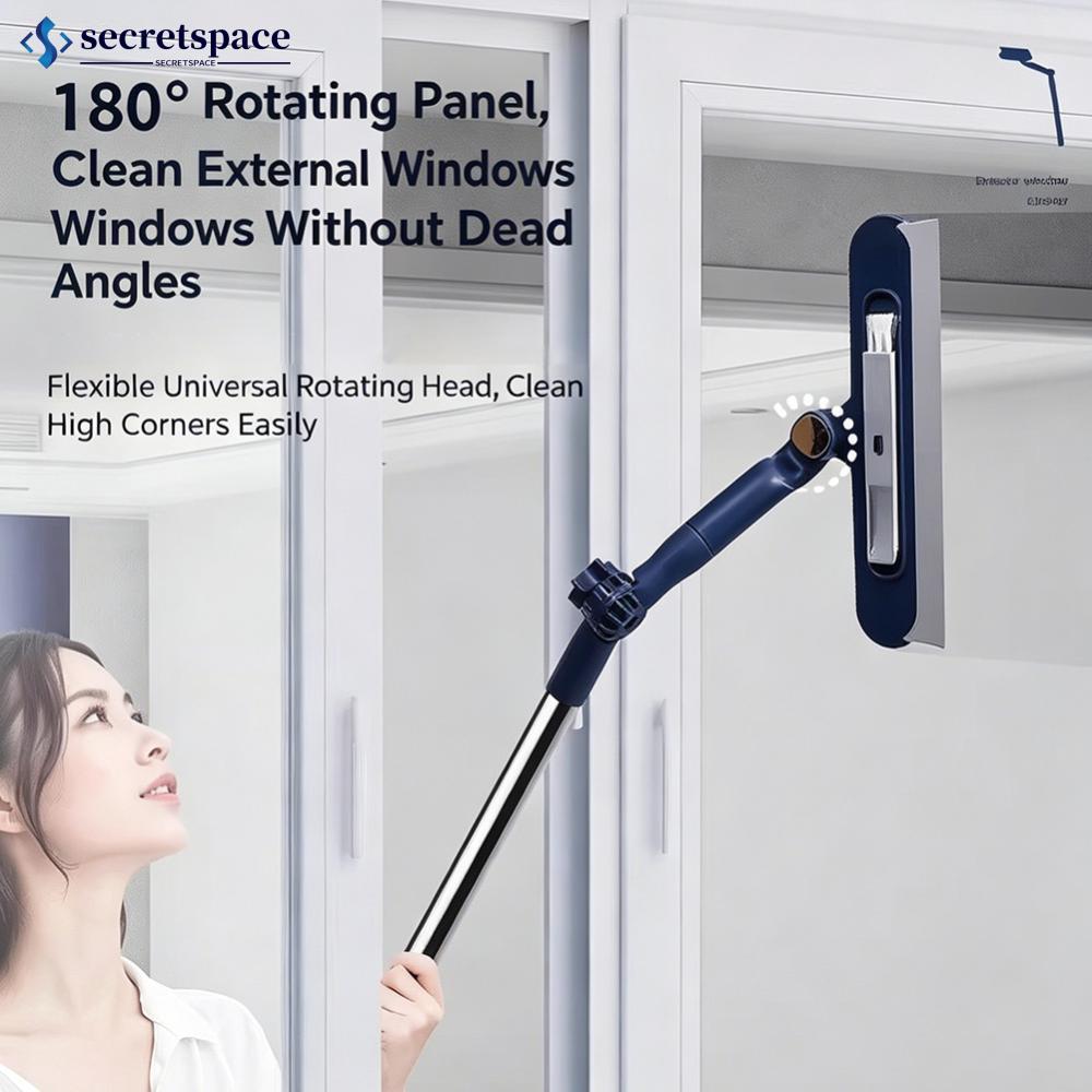 SECRETSPACE 2 In 1 Telescopic Double Sided Glass แปรงทําความสะอาดไม้กวาดและรายละเอียดแปรงประหยัดแรงง