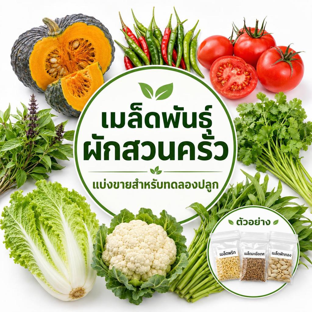เมล็ดพันธุ์ผักสวนครัว แบ่งขาย สำหรับทดลองปลูก พื้นที่น้อย ผักยอดนิยม ปลูกกินเอง ปลูกง่าย งอกดี ราคาประหยัด