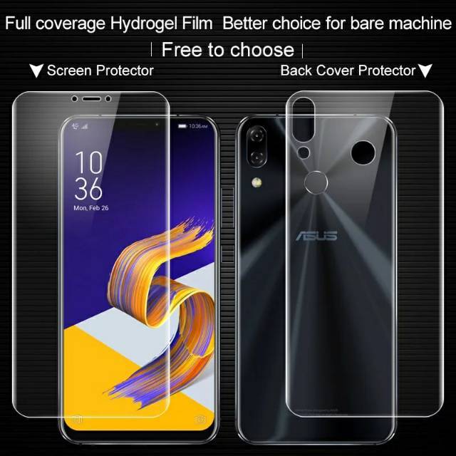 ไฮโดรเจล Asus Zenfone 5 ZE620KL / 5z ZS620KL / 5Q Lite ZC600KL ป้องกันรอยขีดข่วนด้านหน้าด้านหลังคลุม