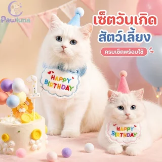 สัตว์เลี้ยงวันเกิดผ้าพันคอหมวกชุดปักที่มีสีสันปรับนุ่มคอแมวสุนัขพรรคสวมใส่