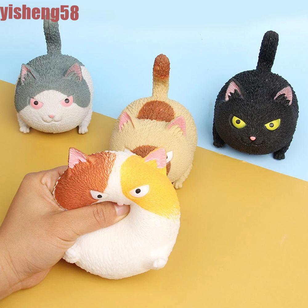 FABLE ความเครียดบรรเทาลูกเด็กและผู้ใหญ่ Angry Cat Antistress เด็กของขวัญ Cat-shape นุ่มบีบของเล่นแมว