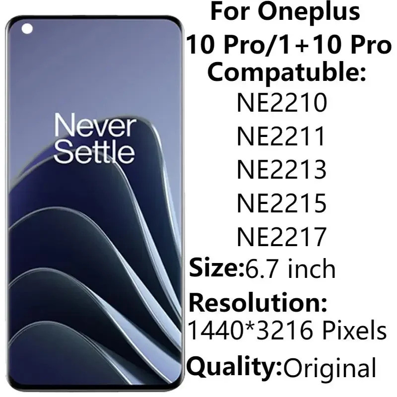 6.7 "สําหรับOneplus 10 Pro NE2210 NE2211 จอแสดงผลLCDกรอบTouch Screen Digitizer Assemblyเปลี่ยนอะไหล่