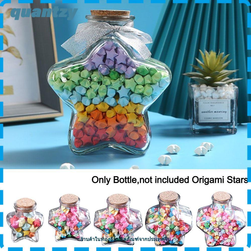QUANTZY Wishing Bottle, Stars Shape Craft Origami Stars Glass Bottle, Mini Pentagram Storage Bottle 