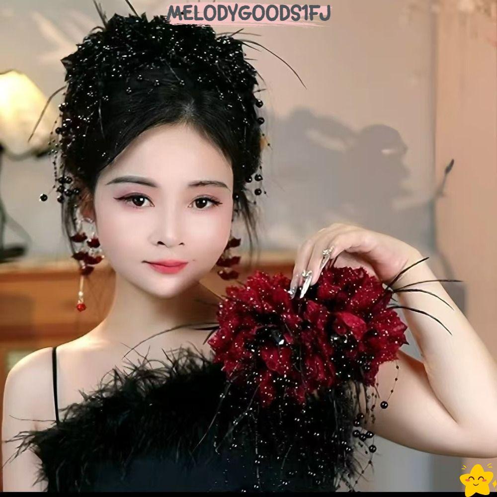 MELODYGOODS1FJโลภคลิป,ดอกโบตั๋นดอกไม้เลื่อมผมClaw,แฟชั่นพลาสติกพู่คลิปฉลามผู้หญิง
