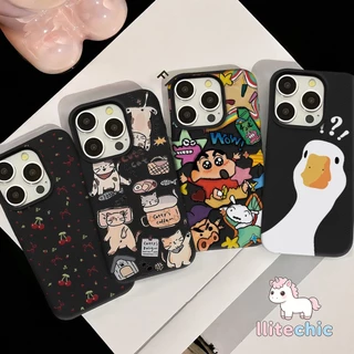เข้ากันได้สำหรับ เคสไอโฟน11 เคส iphone 16 Pro Max 8 7Plus XR 12 13 14 15 Pro Max เนื้อหนัง TPU น่ารักน่าหยิก Cherry Case