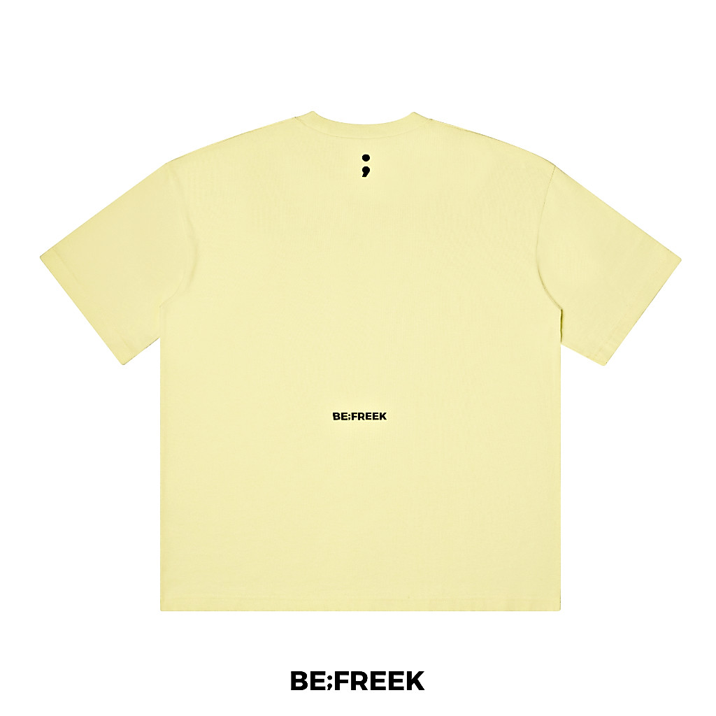 BE;FREEK เสื้อยืดเบสิคสกรีนโลโก้ BE;FREEK ทรง ORIGINAL สีเหลืองอ่อน BE;FREEK BASIC ORIGINAL LIGHT YELLOW LOGO T-SHIRT