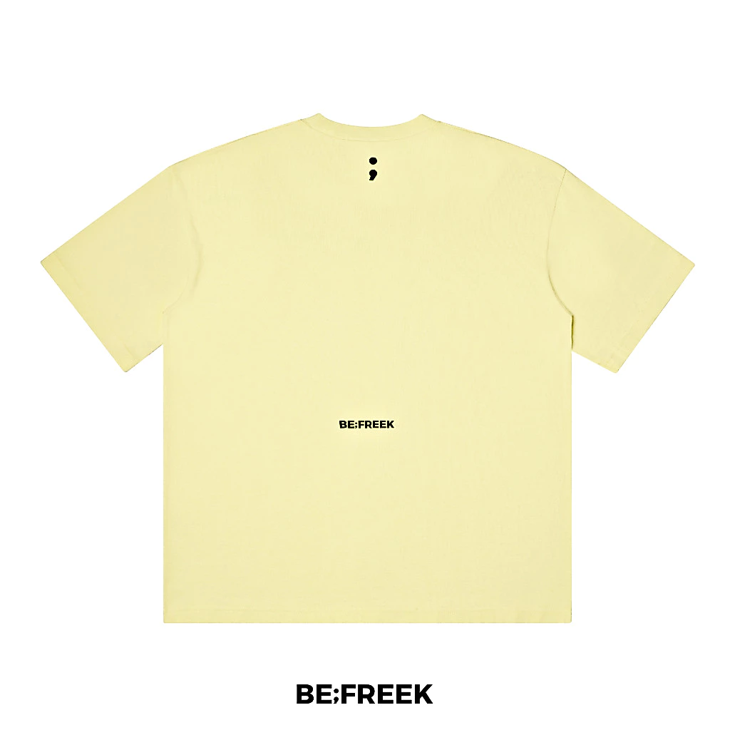 BE;FREEK เสื้อยืดเบสิคสกรีนโลโก้ BE;FREEK ทรง ORIGINAL สีเหลืองอ่อน BE;FREEK BASIC ORIGINAL LIGHT YELLOW LOGO T-SHIRT