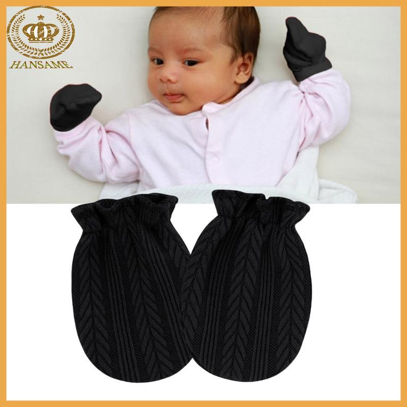HAN ผ้าฝ้ายระบายอากาศทารก Mittens Scratch Proof Hand Covers สําหรับ 0-1 เดือนนุ่มยืดหยุ่นออกแบบทารกแรกเกิด Mitts Solid