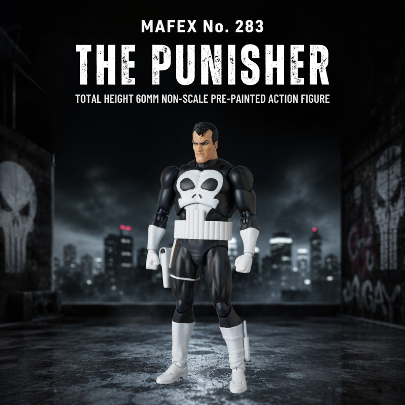 MEDICOM TOY MAFEX No.283 THE PUNISHER (COMIC Ver.) Action Figure - 160mm tall, non-scale, pre-painte