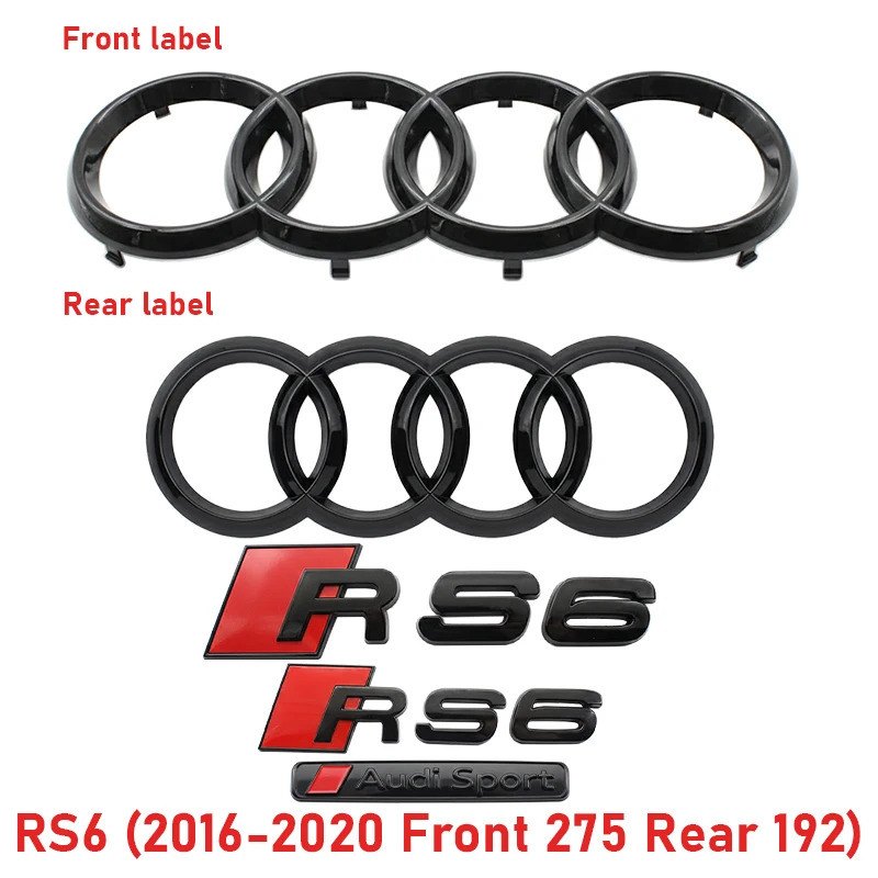 รถ RS6 ด้านหน้าย่างสัญลักษณ์ด้านหลังป้ายสติกเกอร์สําหรับ Audi RS6 2016-2020 สติกเกอร์ Audi อุปกรณ์กี