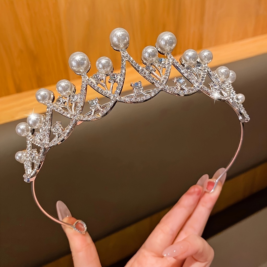 ของขวัญวันเกิด Silver Tiara Crown 1 PC สําหรับผู้หญิง Elegant เครื่องประดับผม Party Stage Daily Matching