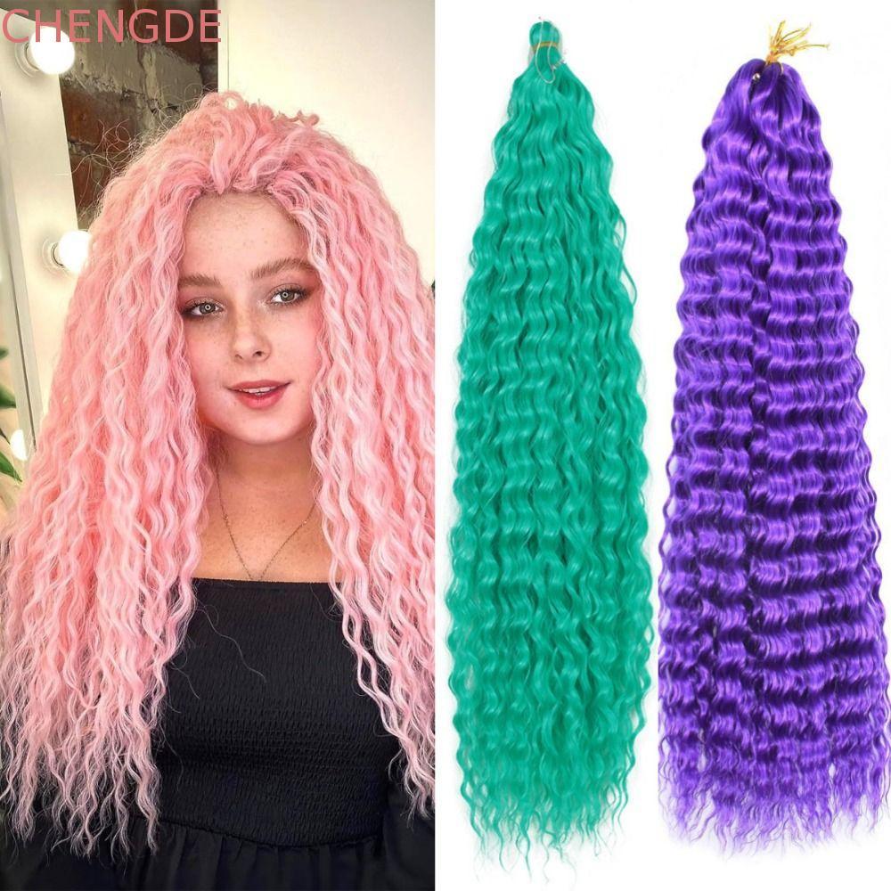 CHEENGDE Deep Twist ถักผม, ธรรมชาติ Afro Curls สังเคราะห์โครเชต์ผม, 24 นิ้วยาว Ombre Water Wave โครเชต์ Braiding Hair Extensions อเมริกัน