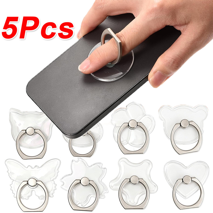ขาตั้งโทรศัพท์แหวนนิ้วมือใสสากล 1/3/5 ชิ้น / 360° ที่วางโทรศัพท์มือถือโลหะหมุนได้