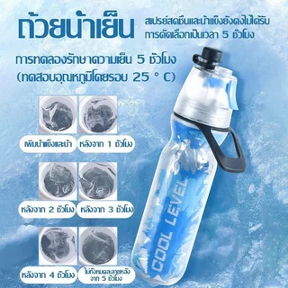 ขวดน้ำสปอร์ต ขวดน้ำพ่นสเปรย์ ฉนวนเก็บความเย็น 500ml ขวดบีบ กันรั่ว สายคล้องมือ