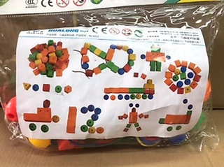 ของเล่นร้อยเชือกลูกปัดเม็ดใหญ่ จับถนัดมือพร้อมเชือก4เส้น (ร้อยเชือก)