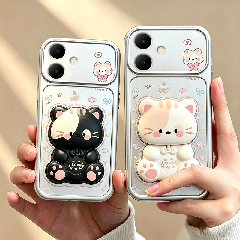 เคสสําหรับ infinix smart 20 10 PLUS tecno spark go 3 2 2S เคสโทรศัพท์ Softcase ซิลิโคนกันกระแทกฝาครอบการออกแบบใหม่ความงามพร้อมผู้ถือน่ารักสําหรับสาว DSCMZJ5