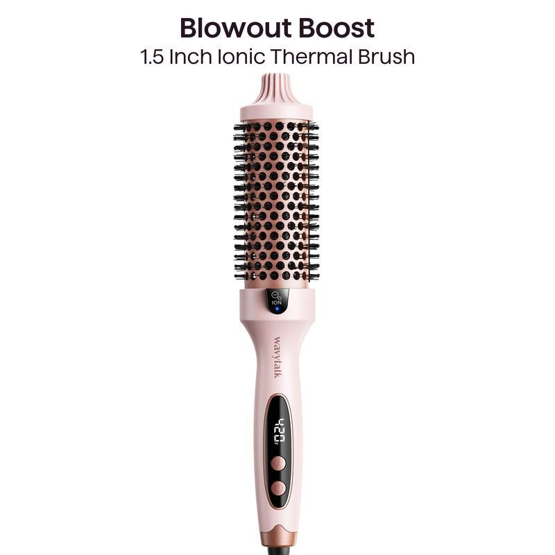 Wavytalk Blowout Boost Ionic Thermal Brush 1 1/2 นิ้วพร้อมจอแสดงผล LED 300℉-420℉ สําหรับประเภทผมที่แตกต่างกันแรงดันไฟฟ้าสากล120-240โวลต์