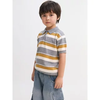 [Pomelo] เสื้อโปโลถักลายทาง / Striped Polo Knit Top