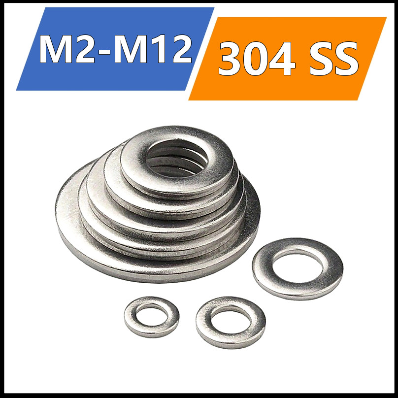 แหวนรองแบน M2 M12 สแตนเลส 304 แข็งแรง กันสนิม (110-1110pcs) [LXY-R1]