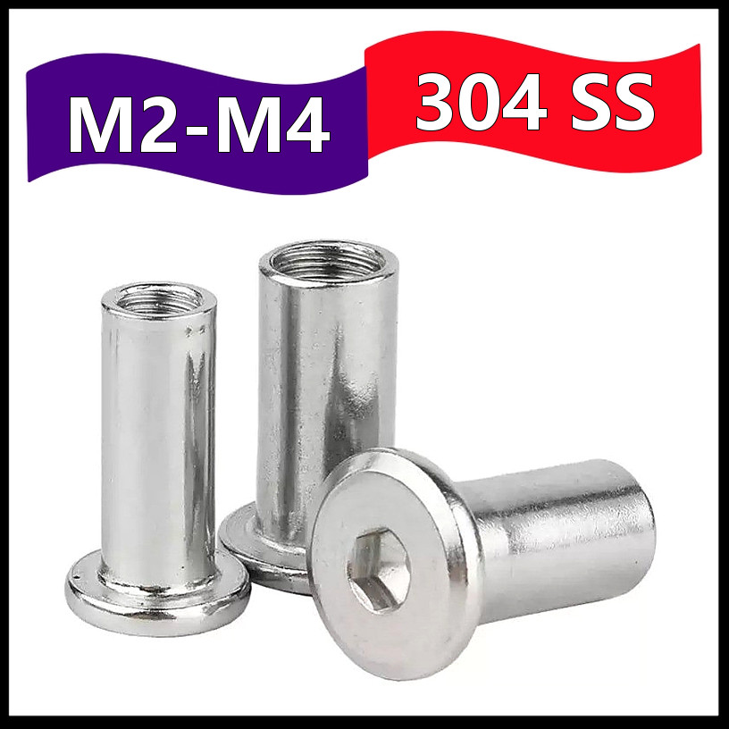 บูชเกลียวในนอก M2 M3 M4 สแตนเลส 304 แข็งแรง กันสนิม (5-20pcs) M2 M3 M4 L4-80mm 【FGH-R1】