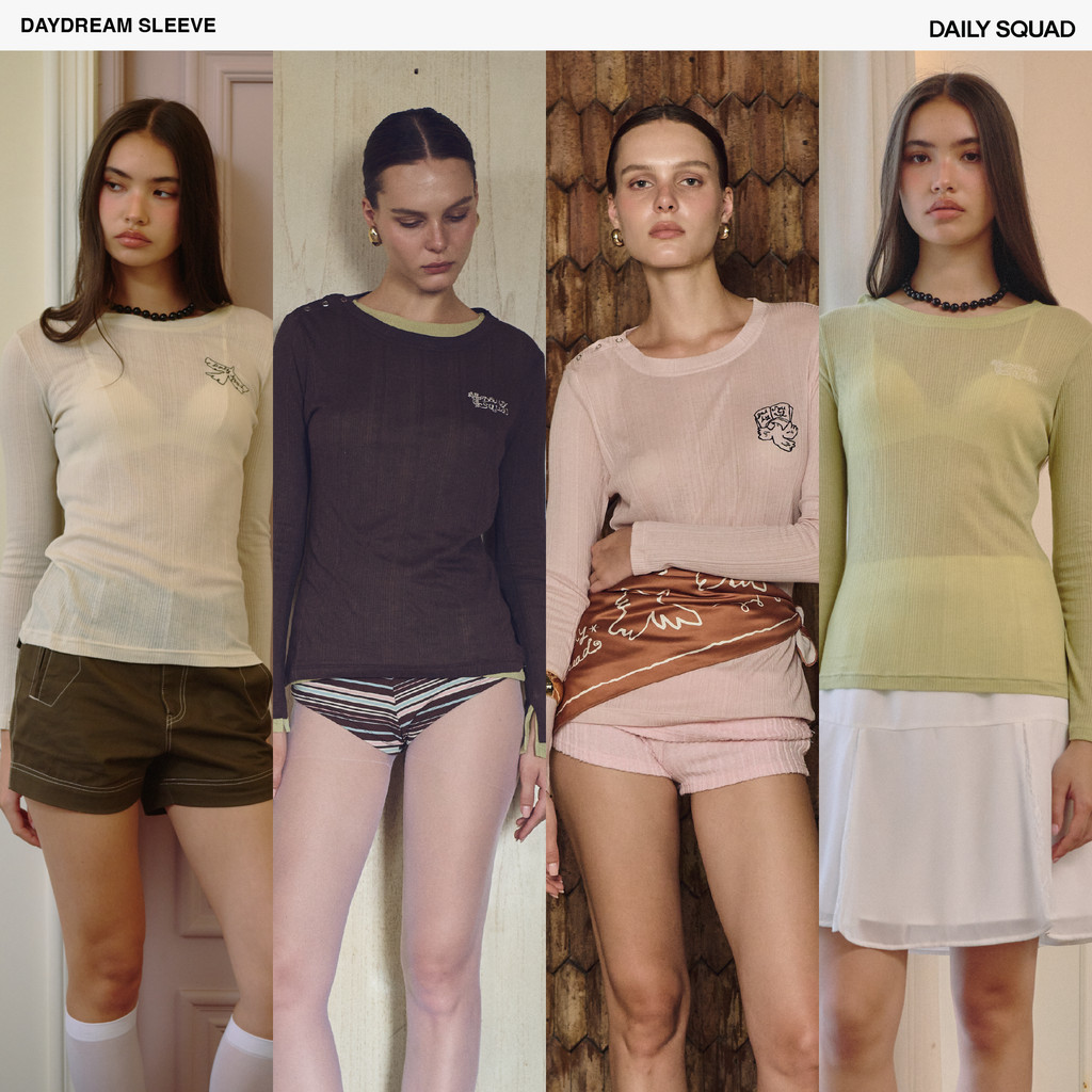 DAILY SQUAD - Daydream Long Sleeve เสื้อแขนยาวผ้าคอตตอนเนื้อนุ่ม ทรง Relaxed ใส่สบาย ปักลายบริเวณอก คละลายงานศิลป์