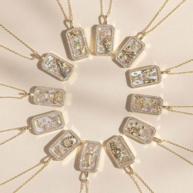 12 Zodiac Sign สร้อยคอสีสัน Birthstone Zircon Constellation จี้สําหรับผู้หญิง GW6A
