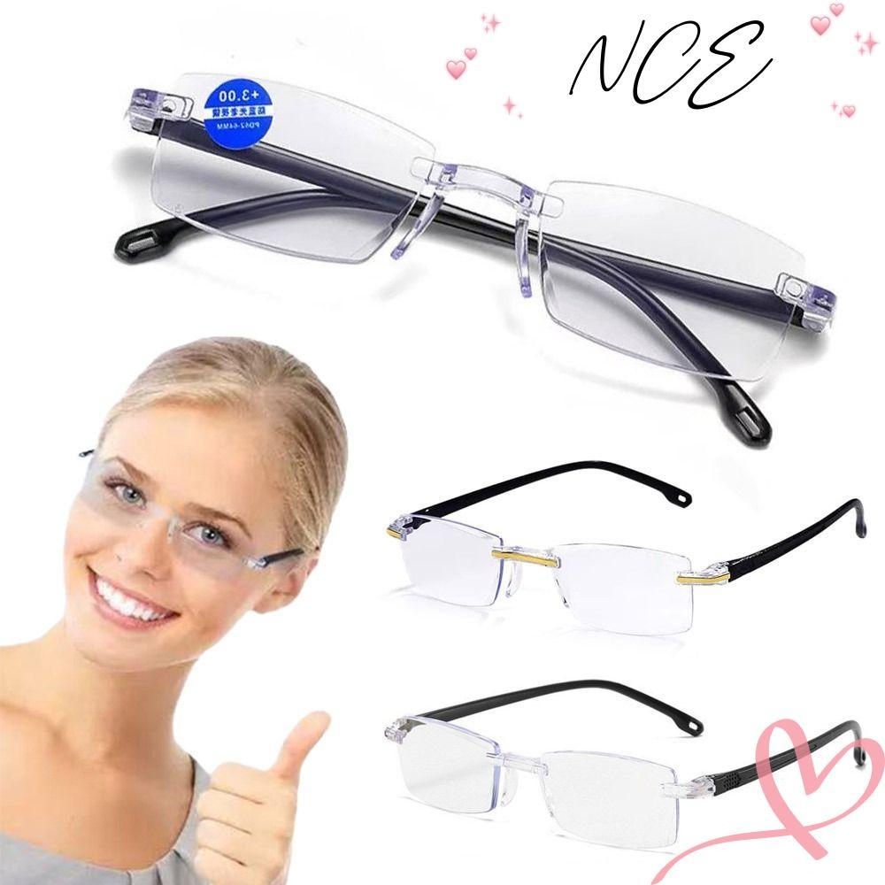 NCE สายตายาวแว่นตา,ป้องกันดวงตา Blue Blocking Anti-Blue Light แว่นตาอ่านหนังสือ,แบบพกพา Frameless Ultralight Diopter + 1.0 ~ + 4.0 แว่นตาคอมพิวเตอร์สําหรับผู้ชายผู้หญิง