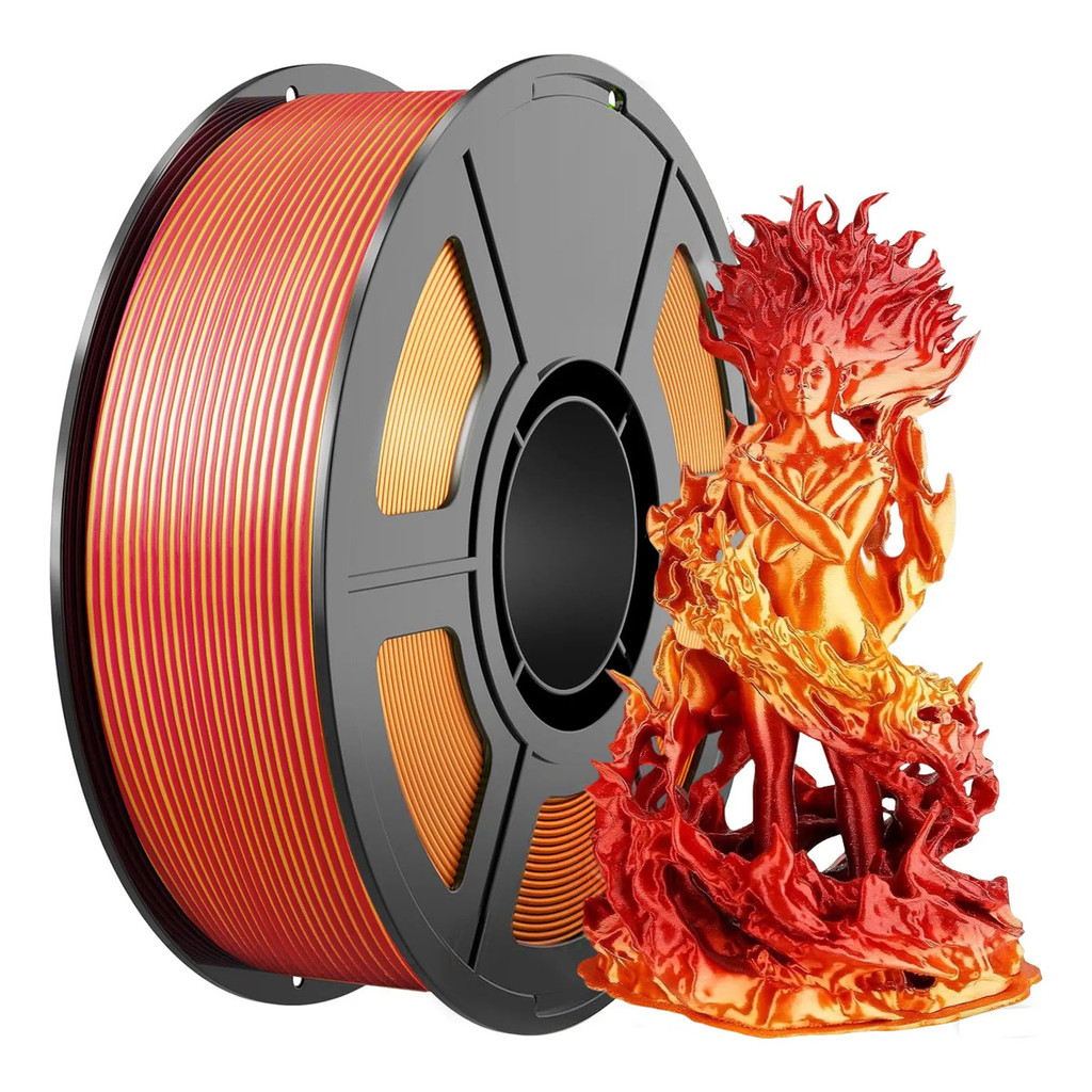 250g (82m) เครื่องพิมพ์ 3d Silk Pla Filament 1.75 มม.สีคู่สีแดงทองสําหรับเครื่องพิมพ์ 3D ส่วนใหญ่