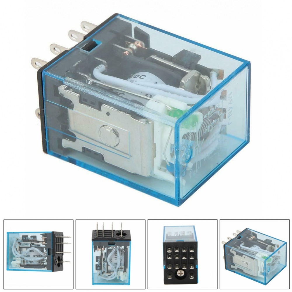 รีเลย์ไฟ MY4NJ 12VDC 4NO 4NC 14 Pin Design สําหรับการสลับไฟฟ้าที่มีประสิทธิภาพ