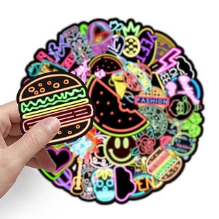 50 ชิ้นตลกแสงนีออน DIY Creative Home Decal สติกเกอร์ Kawaii การ์ตูนสติกเกอร์กันน้ํา
