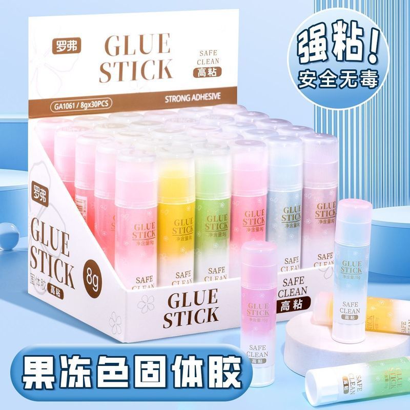 罗弗闪粉果冻固体胶棒高粘度学* 生手工无毒儿童高颜值透明彩色胶棒Solid glue Kulomi students DIY manual homework glue stick children's