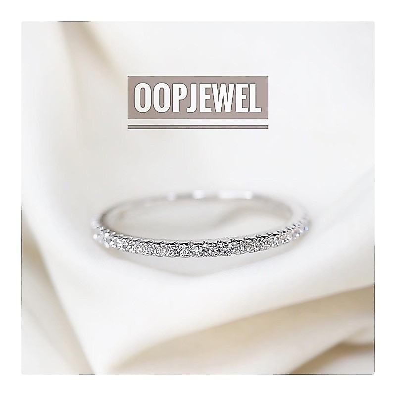 ซื้อในlive,VDO ลด100 แหวนเพชรแถวรอบวง Eternity Ring เพชรสวิส cz Cubic Zirconia ชุบทองคำขาว พร้อมกล่องแหวน Oopjewel