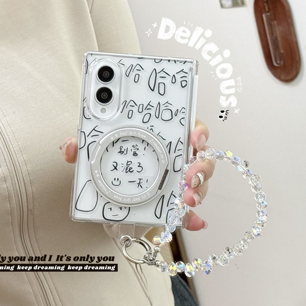 New style ตลก ฮ่าๆๆ ฝังตัว Magnetic holder เคส สำหรับ Samsung Galaxy Fold8 Wide Case ชุดสามชิ้นที่ถอดออกได้รวมทุกอย่าง แกนกลางแม่เหล็ก ป้องกันการตก พลิกปก เคส