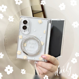 New style ดอกไม้ ฝังตัว Magnetic holder เคส สำหรับ Samsung Galaxy Fold8 Wide Case ชุดสามชิ้นที่ถอดออกได้รวมทุกอย่าง แกนกลางแม่เหล็ก ป้องกันการตก พลิกปก เคส
