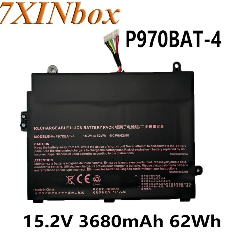 7XINbox P970BAT-4 15.2V 3680mAh 62Wh แบตเตอรี่แล็ปท็อปสําหรับ Clevo P960 P960EN-K สําหรับ MIFCOM SG6