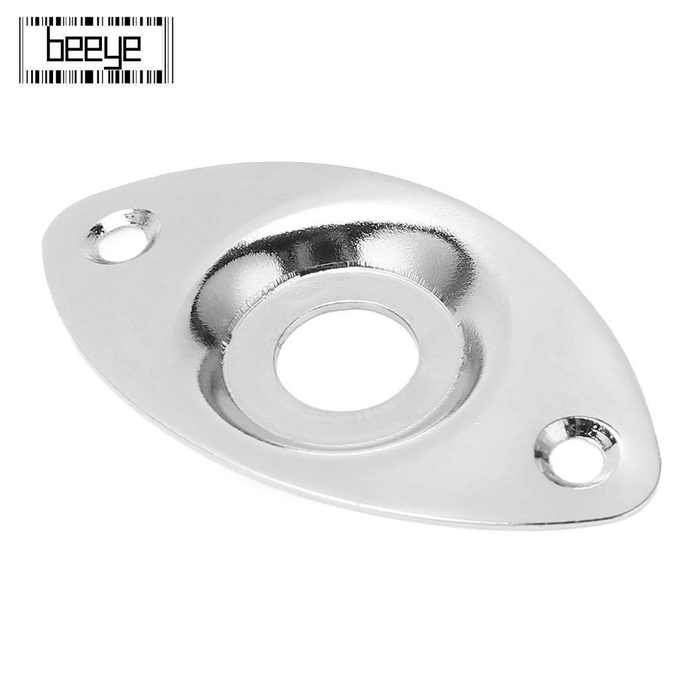 BEEYE 3PCSกีตาร์Output Jack Plate,โลหะพร้อมสกรูกีตาร์ไฟฟ้าแผ่นซ็อกเก็ต,Professional Silver Bass Outp