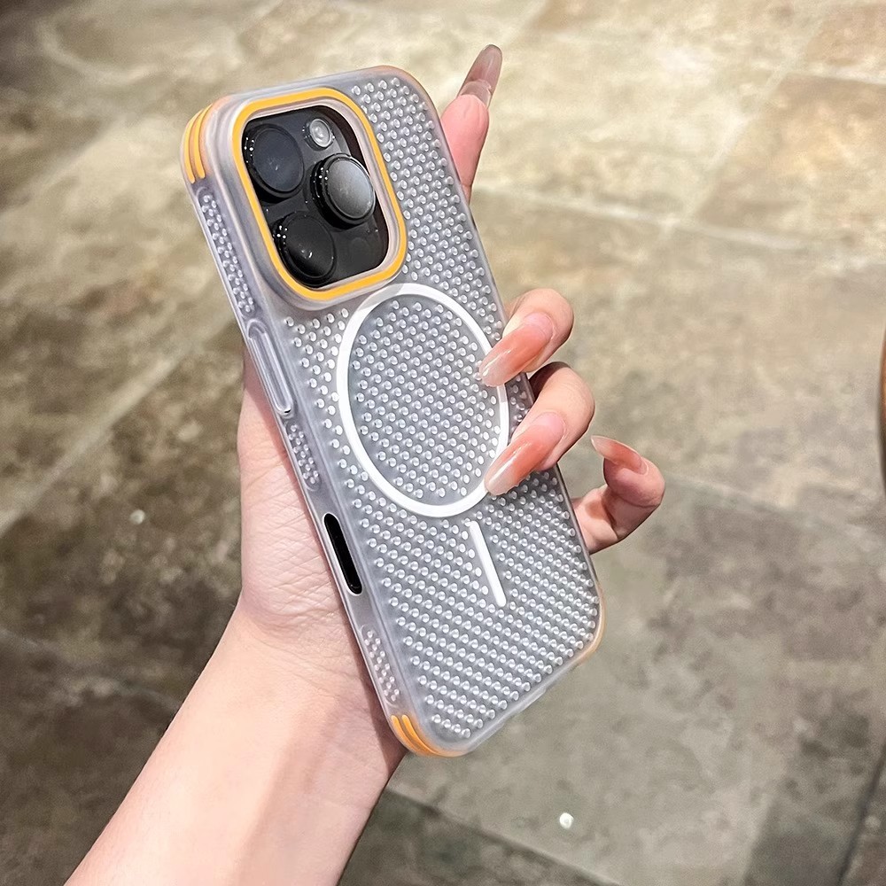 การกระจายความร้อนสีตัดกันเหมาะสําหรับ ไอโฟน17โปรแม็กซ์ เคสโทรศัพท์สี่มุมพร้อมเคสป้องกันตาข่าย 16 กันกระแทก