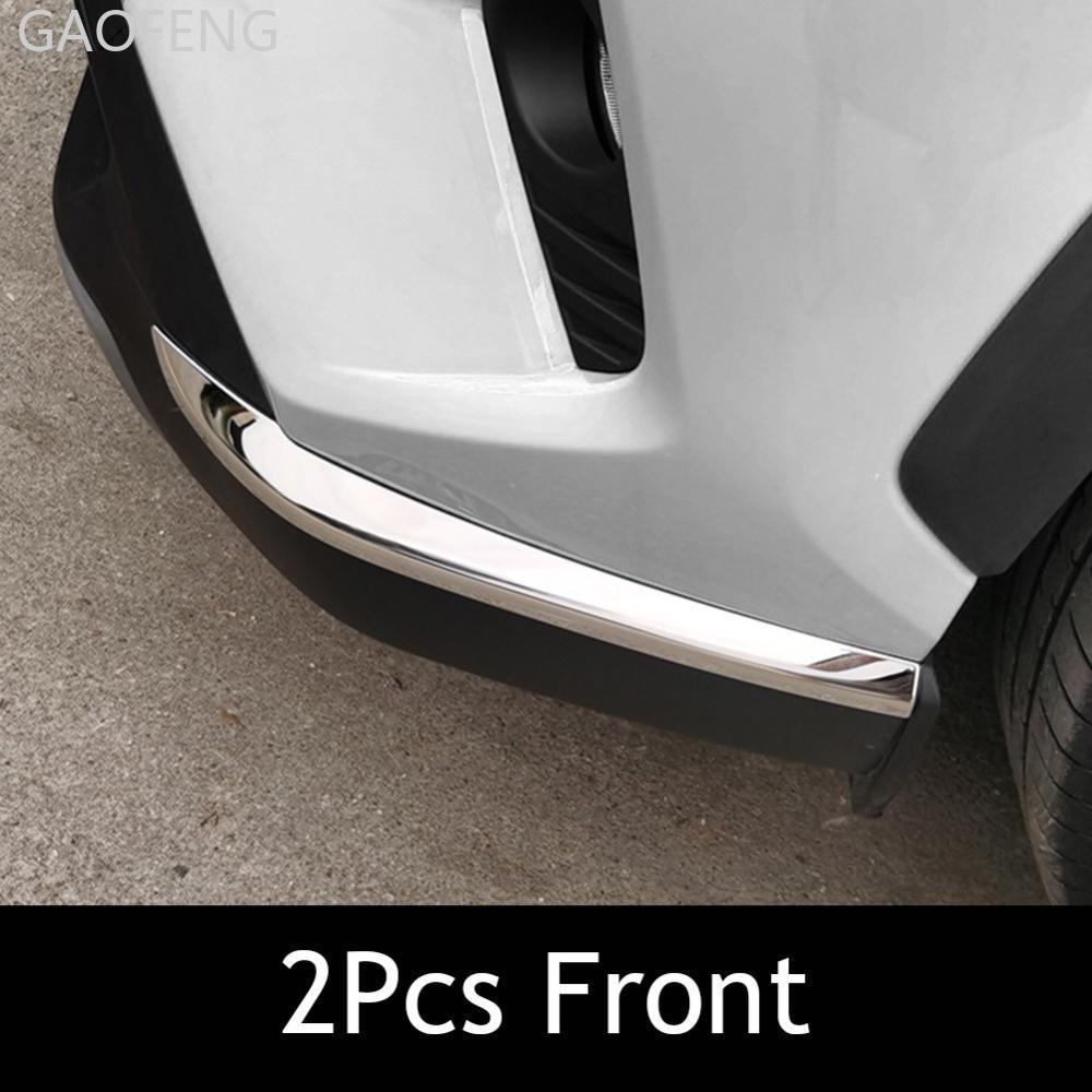 GAOFENG 2 ชิ้น/4 ชิ้นรถสแตนเลสด้านหน้าด้านหลังกันชน Protector Trim สําหรับ Toyota RAV4 RAV-4 2020-20