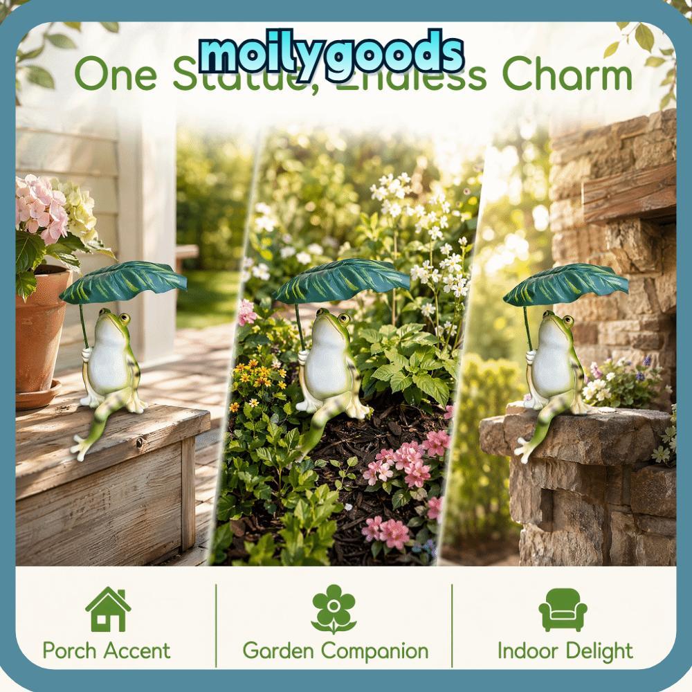 MOILYHD กลางแจ้ง Courtyard ตกแต่งเรซิ่นFigurine,เรซิ่นสีเขียว Parasol Holding เรซิ่น Garden Sculptur