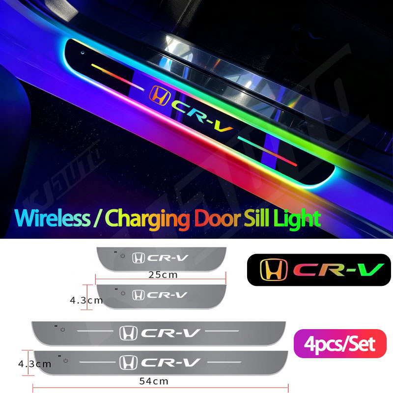 Honda CR-V แม่เหล็ก LED รถประตู Sill Light เซ็นเซอร์อินฟราเรด USB ชาร์จโลโก้ยินดีต้อนรับเกณฑ์โคมไฟสํ