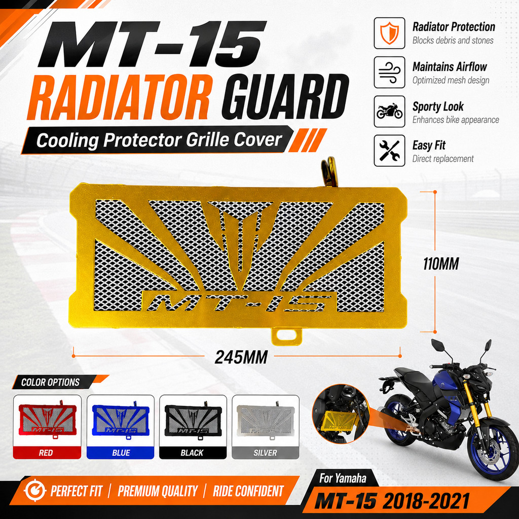 For Yamaha MT-15 MT15 2018-2021 การ์ดหม้อน้ำ ตะแกรงป้องกันหม้อน้ำ ฝาครอบหม้อน้ำ อะไหล่แต่ง