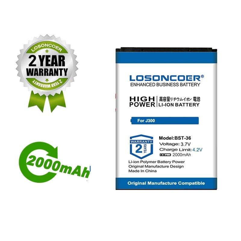BST-36 2000mAh แบตเตอรี่สําหรับ Sony Ericsson J300 K510i Z550a K310 J300C X0001 Z550C K320 K310i W20