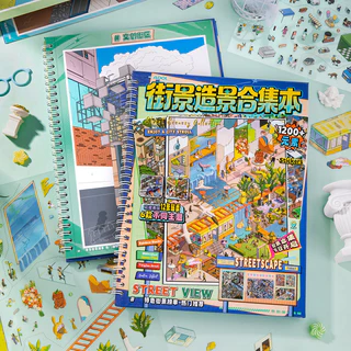 Street View Collection Book 1.0 สติกเกอร์ภูมิทัศน์ 3D Miniature ฉา Handmade Immersion diy สติกเกอร์ของเล่น Decompression