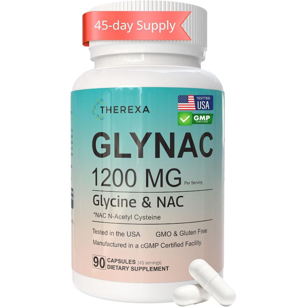GLYNAC 1200MG - Glycine & NAC s, USA ทดสอบ - 90 แคปซูล