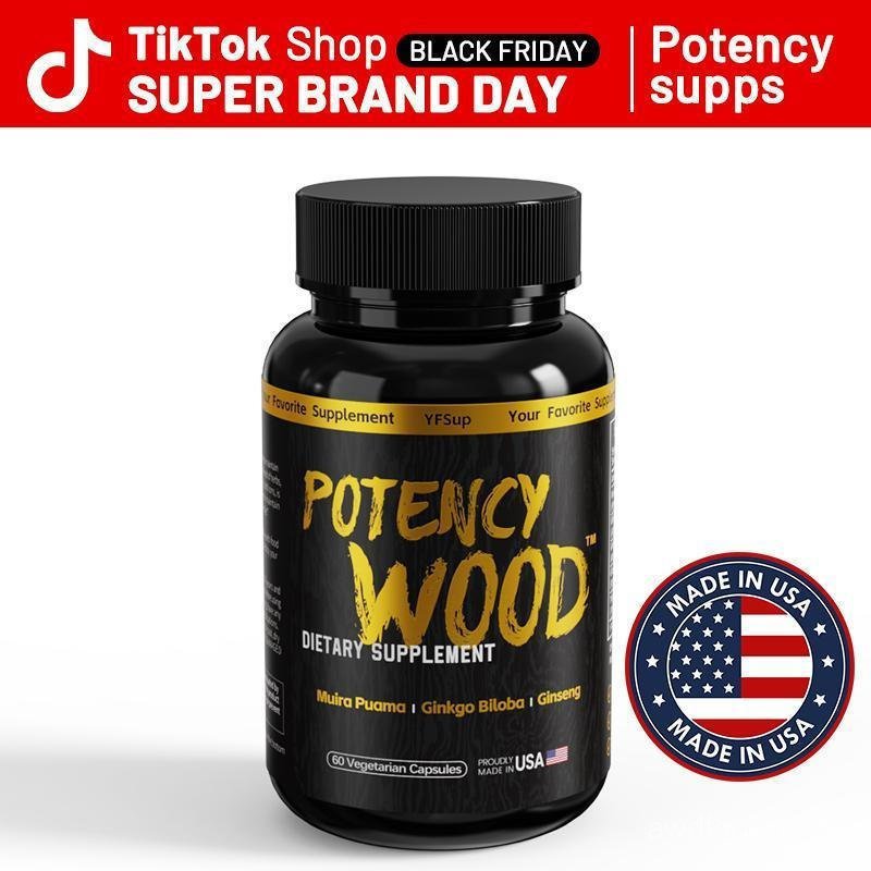 Potency Wood Energy Stamina อาหารเสริม - Ginseng Ashwagandha Gingko Tribulus, Adaptogen, Immune Heal