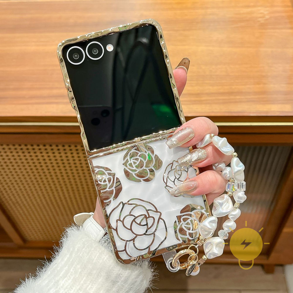 For Z Flip 8 case เคสมือถือ TPU Chain Water Ripple Plating Water Ripple Rose เคส Phone Case For SAMS
