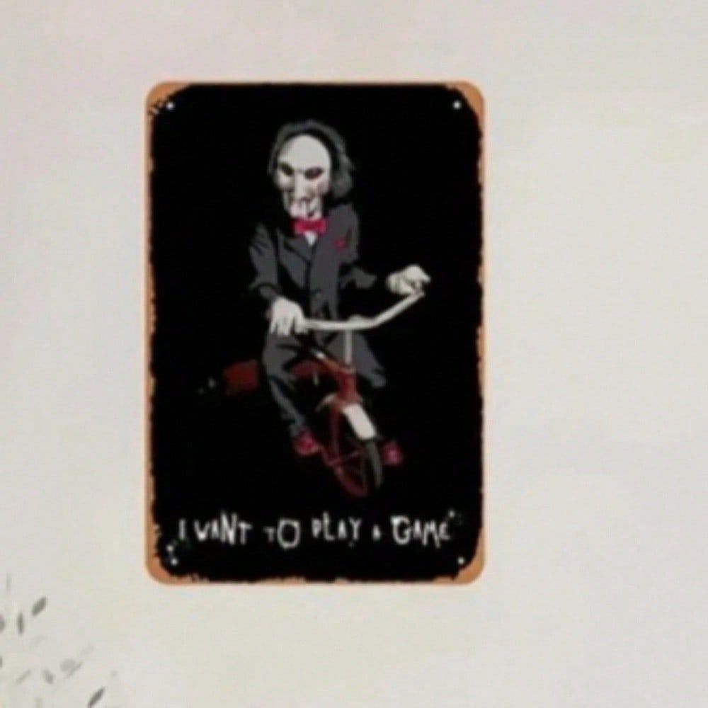 CIFbuy Saw Movie Vintage Metal Poster I Want To Play A Game Quote Sign สําหรับโฮมเธียเตอร์